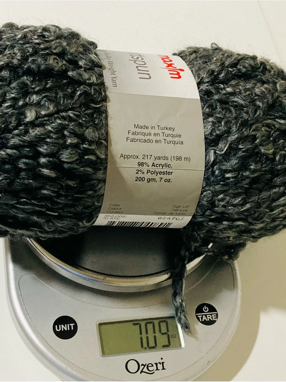 NEW 200g Mary Maxim Comfortspun Bulky Yarn Color: Slate